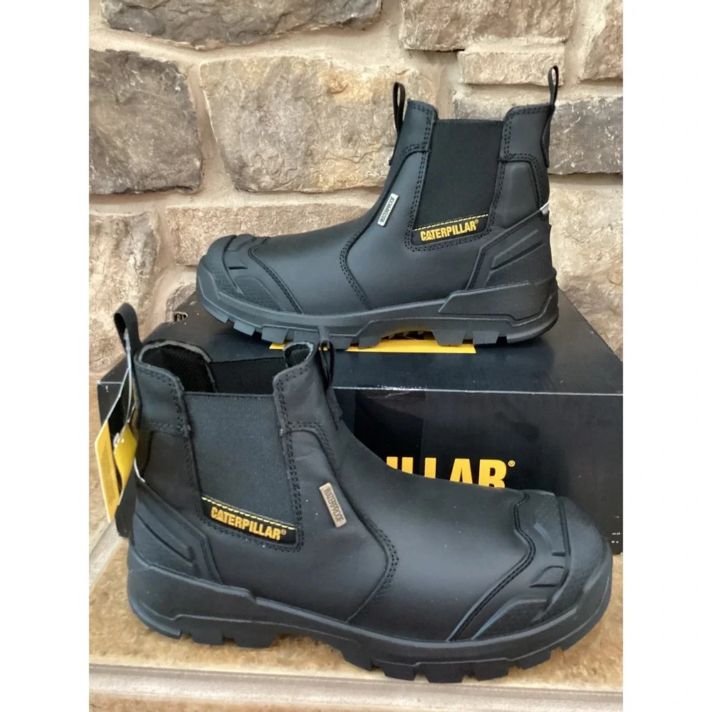 Caterpillar Striver XL Chelsea ST WP Black Leather Steel Toe Work Boots P91818